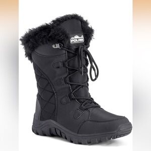 POLAR Womens Quilted Lace Up Black Outdoor
Snow Rain Duck Boot 10 / 693